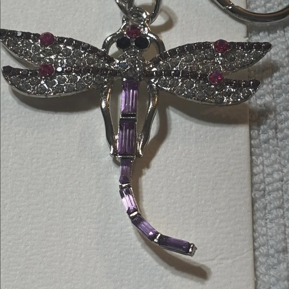 Dragonfly Keychain/Bag Charm with Purple/Pink and Silver Accents